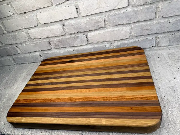 Extra Large Handmade Hardwood Cutting Board – Walnut, Maple, Ash, Oak & Cherry – Indiana Hardwoods – Butcher Block Style – 22.25” x 16” x 1.75”