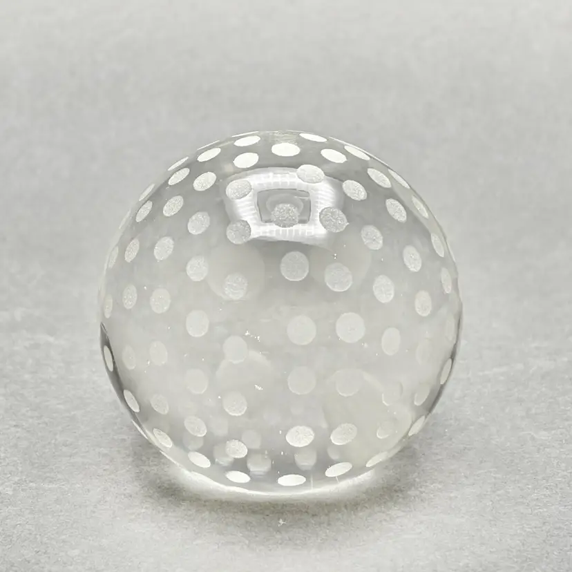 Vintage Tiffany & Co Frosted Polka Dot Crystal Sphere Paperweight