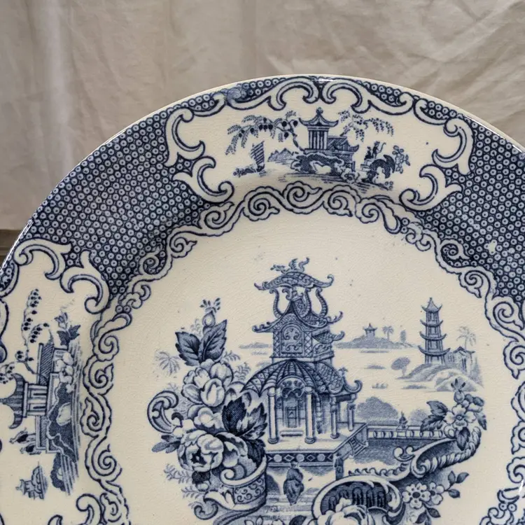 Antique 1903-1912 Allertons England Transferware Chinese Blue & White Plate