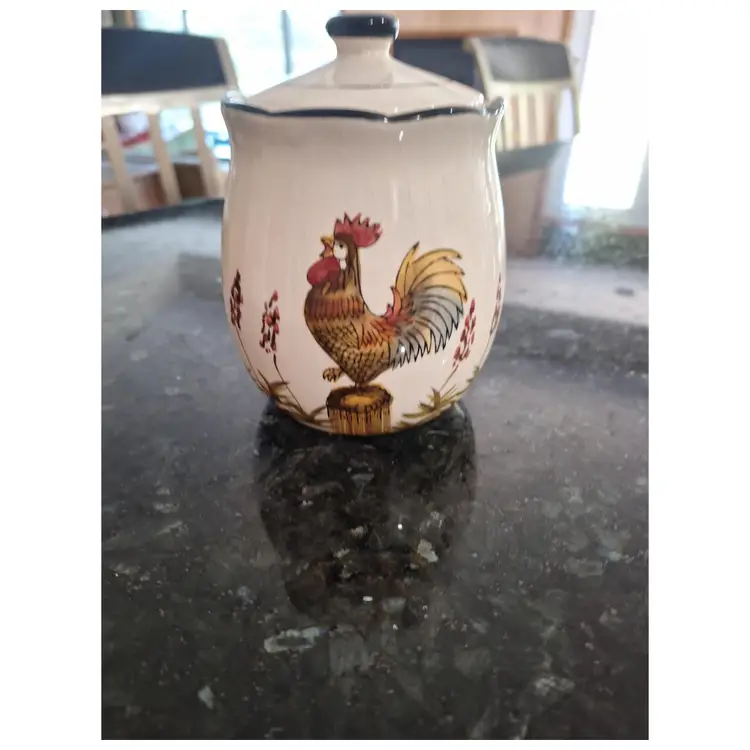 Vintage Kitchen Set Colorful Rooster Canisters, S & P Etc