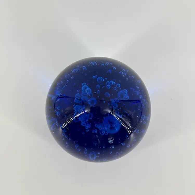 Cobalt Blue Art Glass Large Paperweight Bubbles