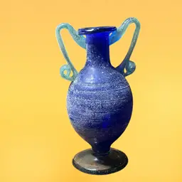 08. Blue Glass Vase, Italy, circa 1970s 8” Tall