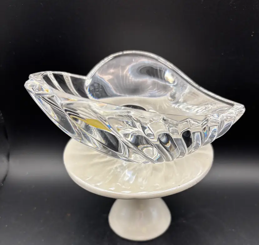 Gorham Candle Holder, Espirit, Asymmetrical Heart, Full Lead Clear Crystal, Vintage, Makers Sticker