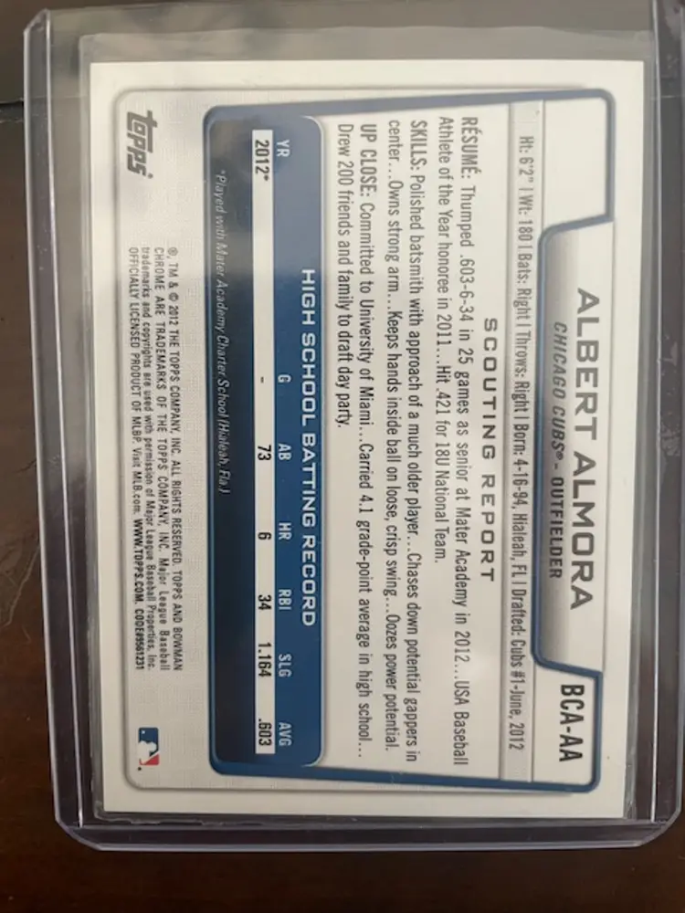 2012 Bowman Chrome Albert Almora Jr. 1st Bowman Autograph