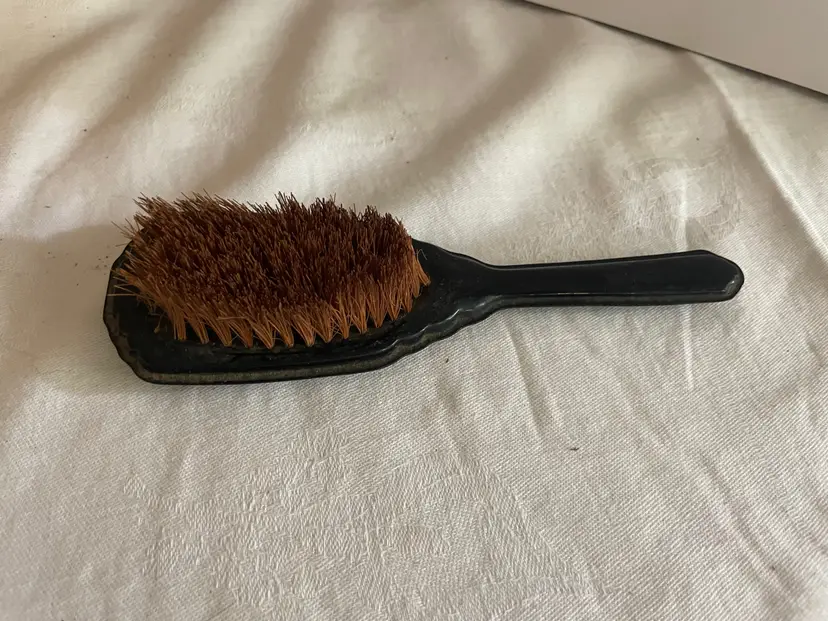 Antique hairbrush green marbleized plastic handle great detailing