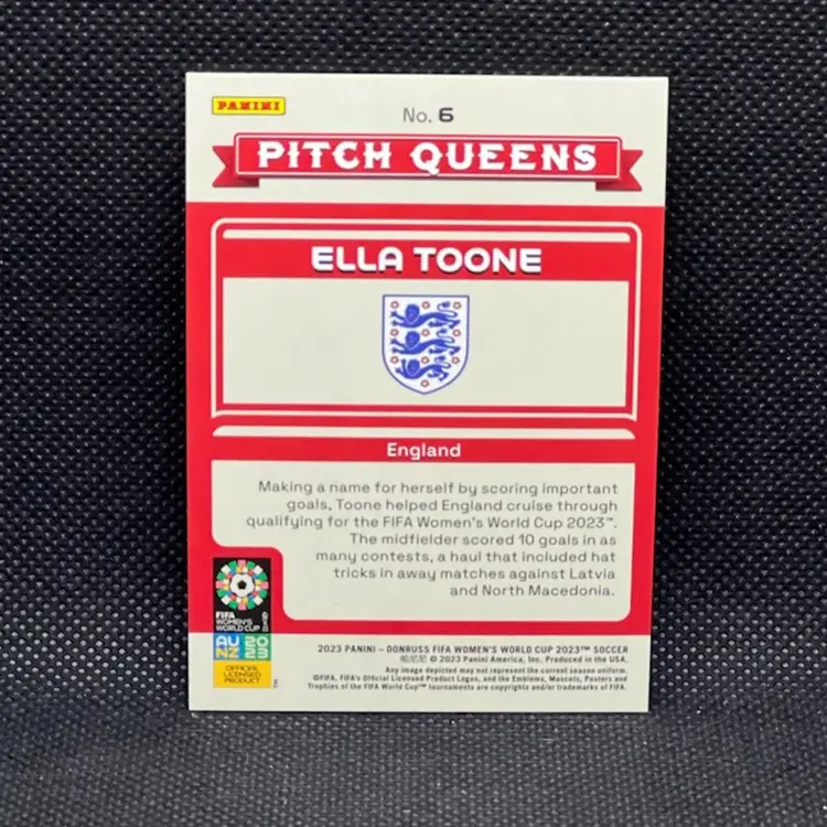 Ella Toone 2023 Donruss Women’s World Pitch Queens Orange /49 England Soccer Card
