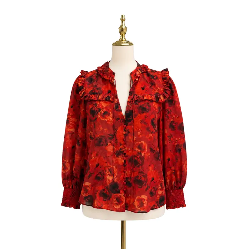 Alicia + Olivia Red/Black Blouse Sz S/P