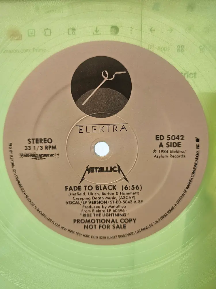 Metallica – Fade to Black (Promotional 12") (1984)