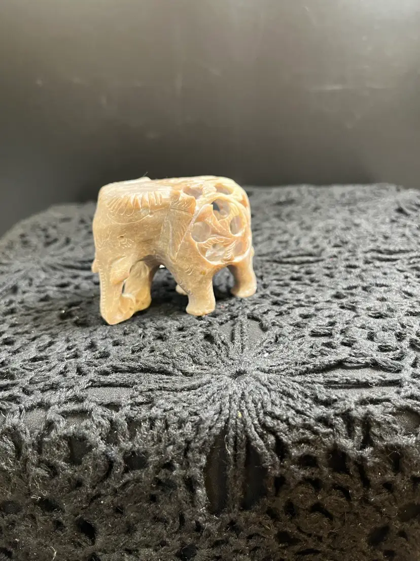"Rock N' Pants"-Stone Elephant Carving-Has Small Elephant Within-Soap Stone