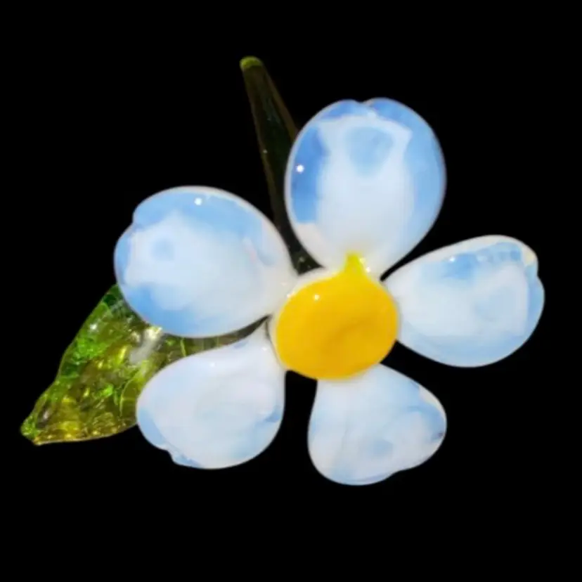 #03- Hand Blown Ukraine Long Stem Art Glass Flowers As Pictured Medium Miniature