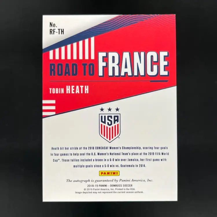 Tobin Heath 2018/19 Donruss Road To France Autograph USWNT Soccer Card
