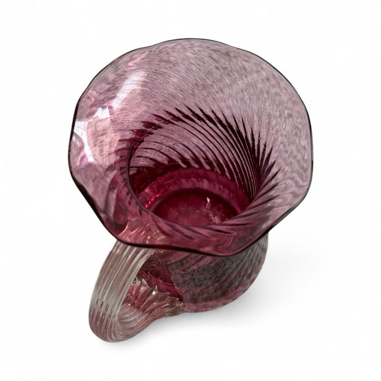 Pilgrim Cranberry Glass Pitcher With Ruffled Rim