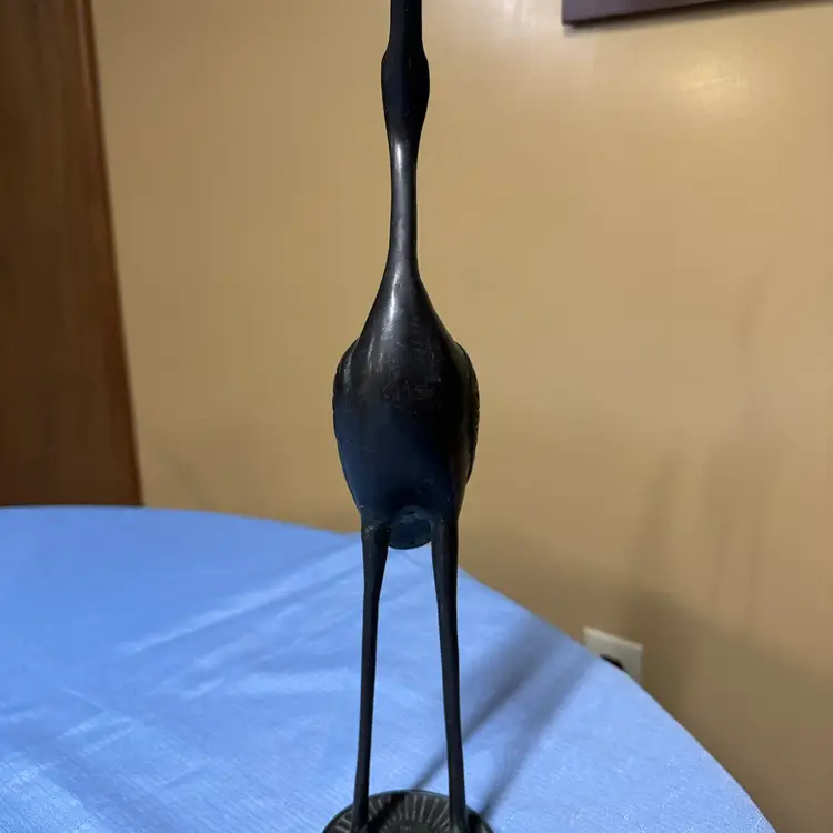 Crane Egret Bird Heron Bronze Sculpture 16” tall