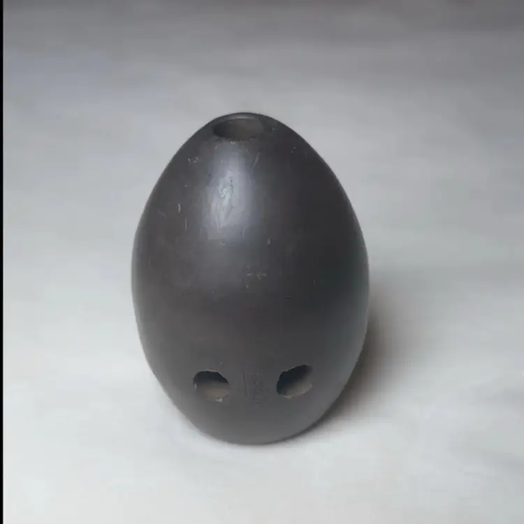 Vintage Chinese Ceramic Xun: Hand-Engraved 8-Hole Musical Instrument