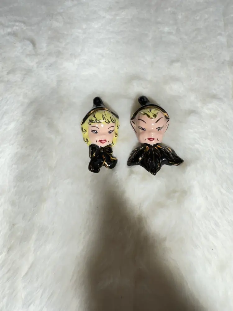 VTG Ceramic Pixie Elf Pin Set