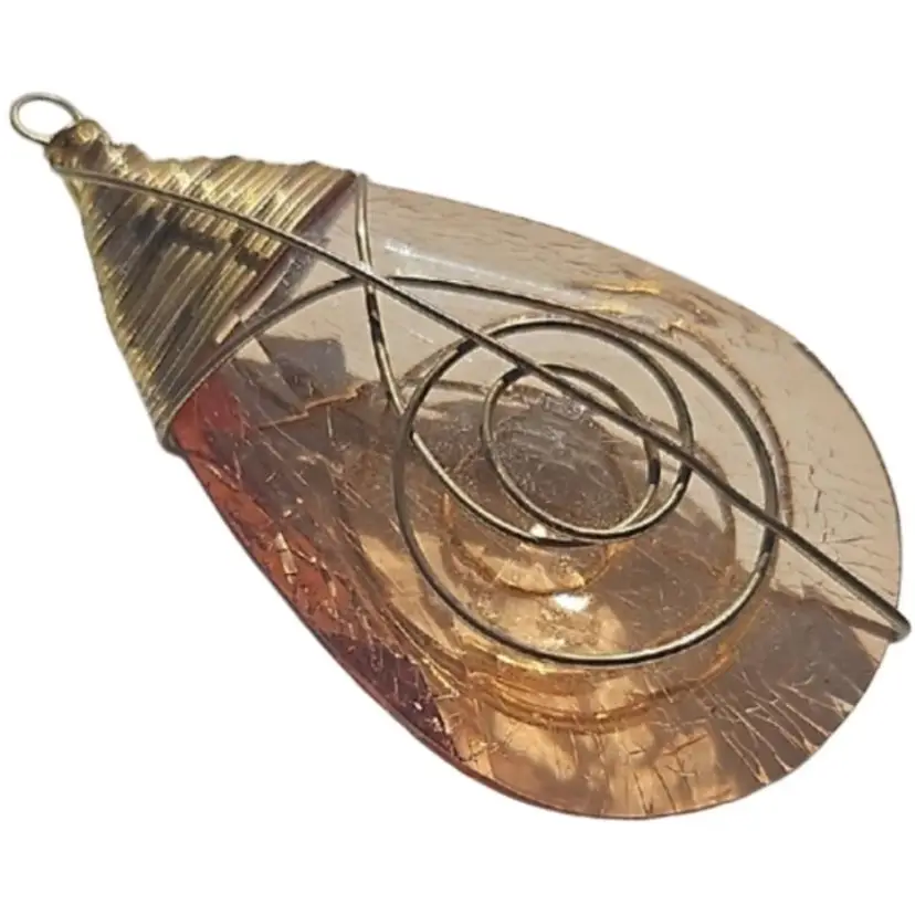 Vintage Glass Wire-Wrapped Pendant