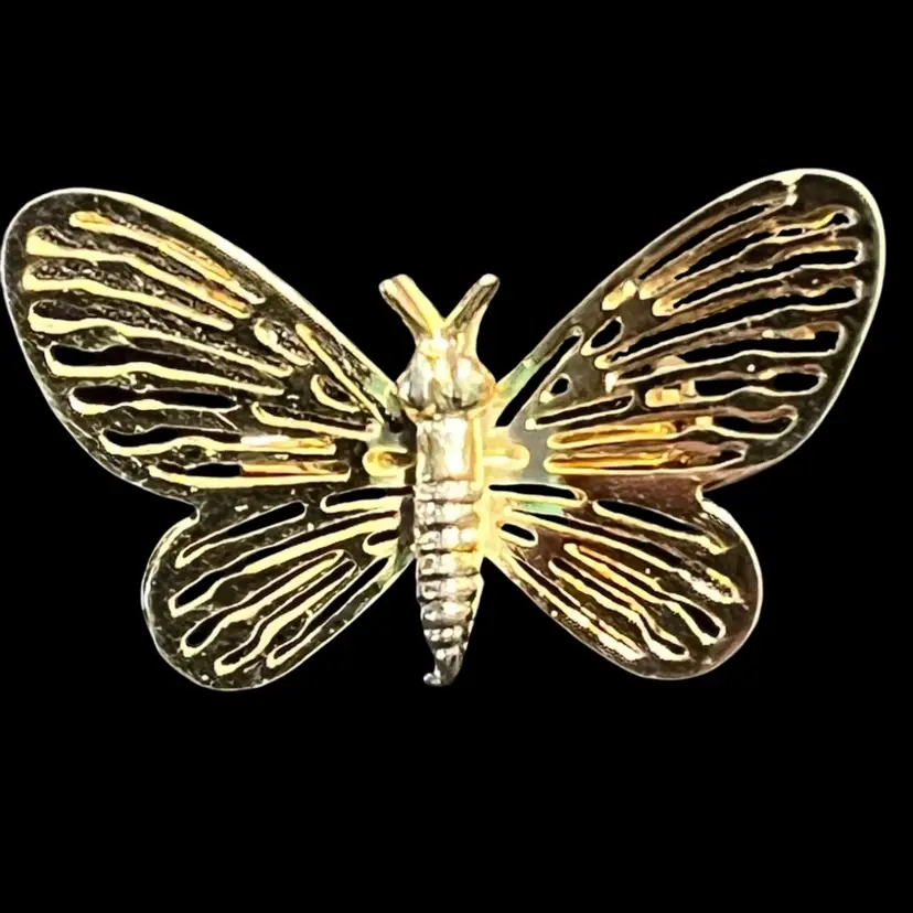 Butterfly Brooch Monet Gold Toned Open wire work wing design