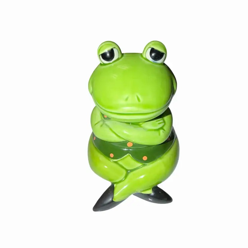 Rare Omnibus Ceramic Frog Jar Vintage