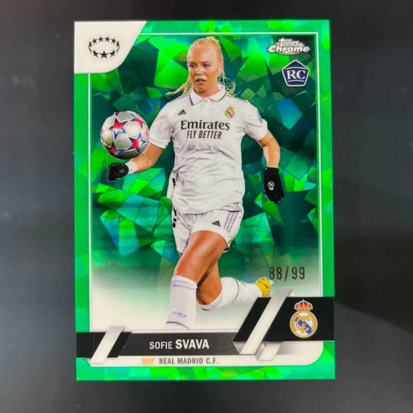 Sofie Svava 2022/23 Topps Chrome UEFA Women Sapphire Green /99 Soccer Card (AP11)