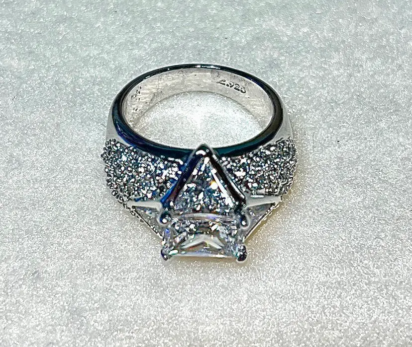 Lindenwold CZ 925 Sterling Cocktail Ring. Size 6.75