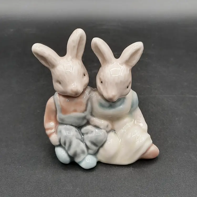 Vintage Miniature Mr. and Mrs. Rabbit Figurine Easter