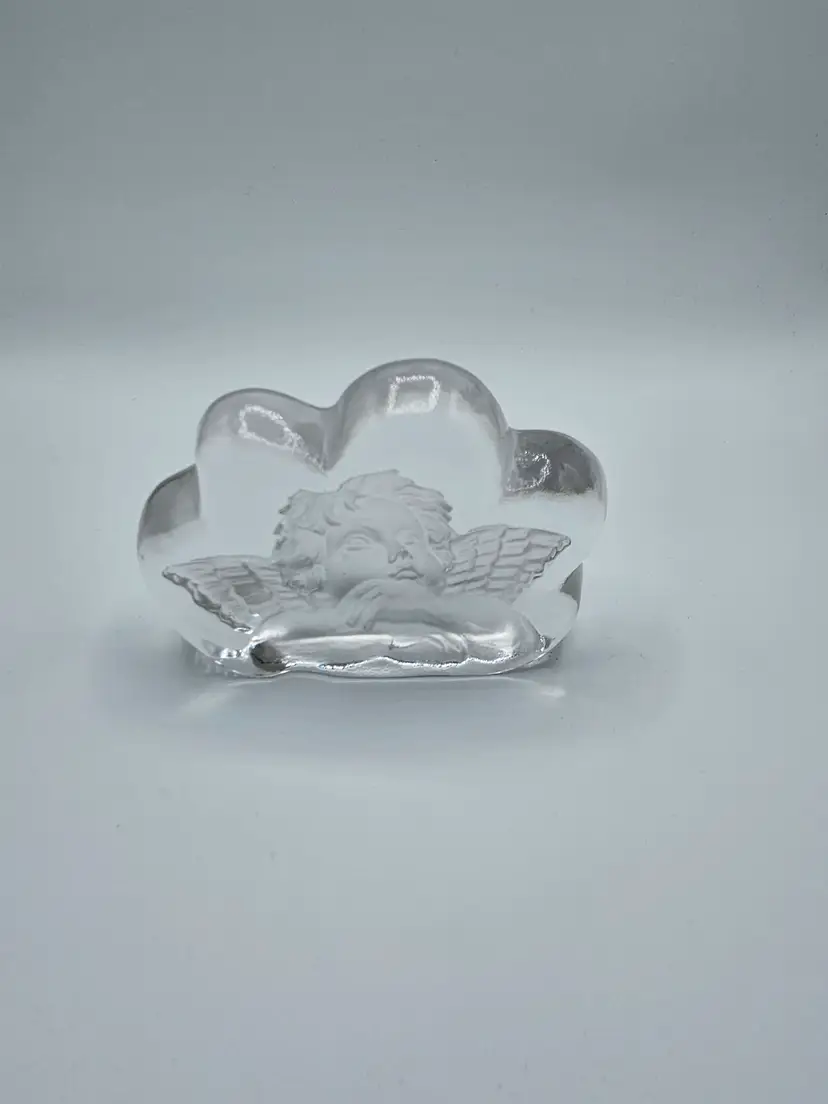24% Lead Crystal Angel Verticle Clear Glass Paperweight, Germany