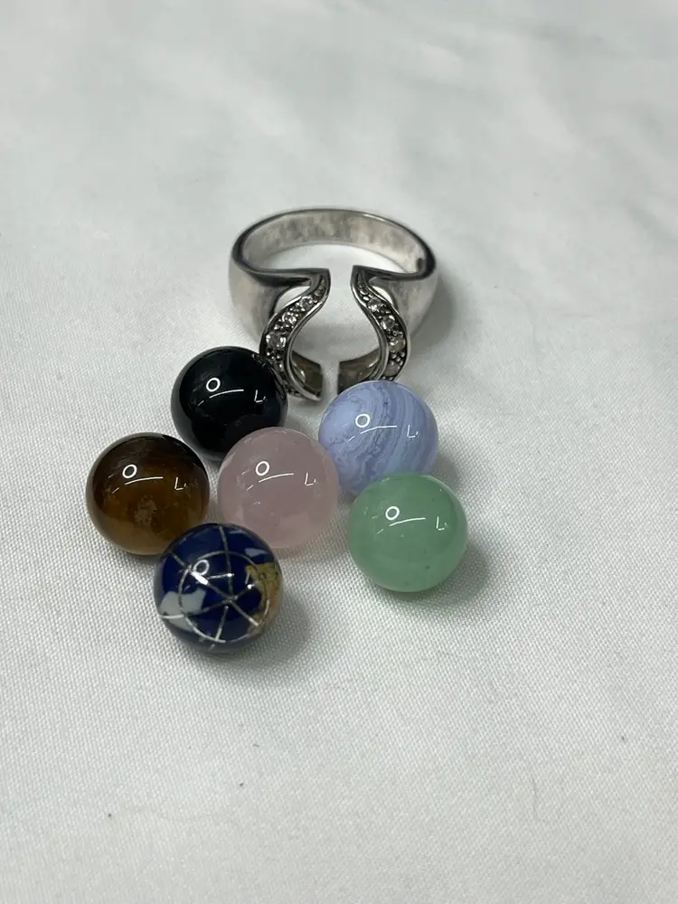 Unique Interchangeable Gemstone 925 Ring With Crystals