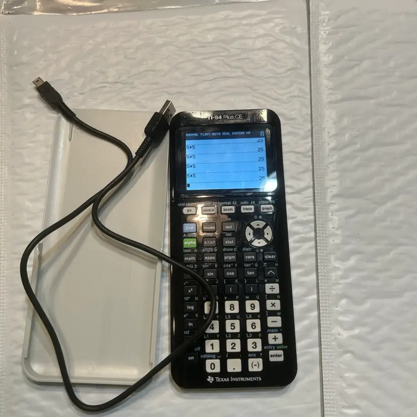 Texas Instruments TI-84 Plus CE Graphing Calculator Tested WITH Case Cable Black