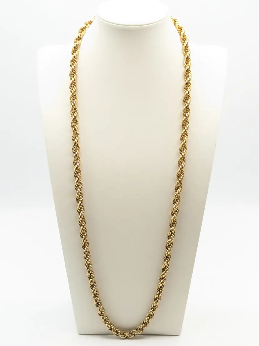 Vintage Gold Tone Rope Chain Necklace Jewelry
