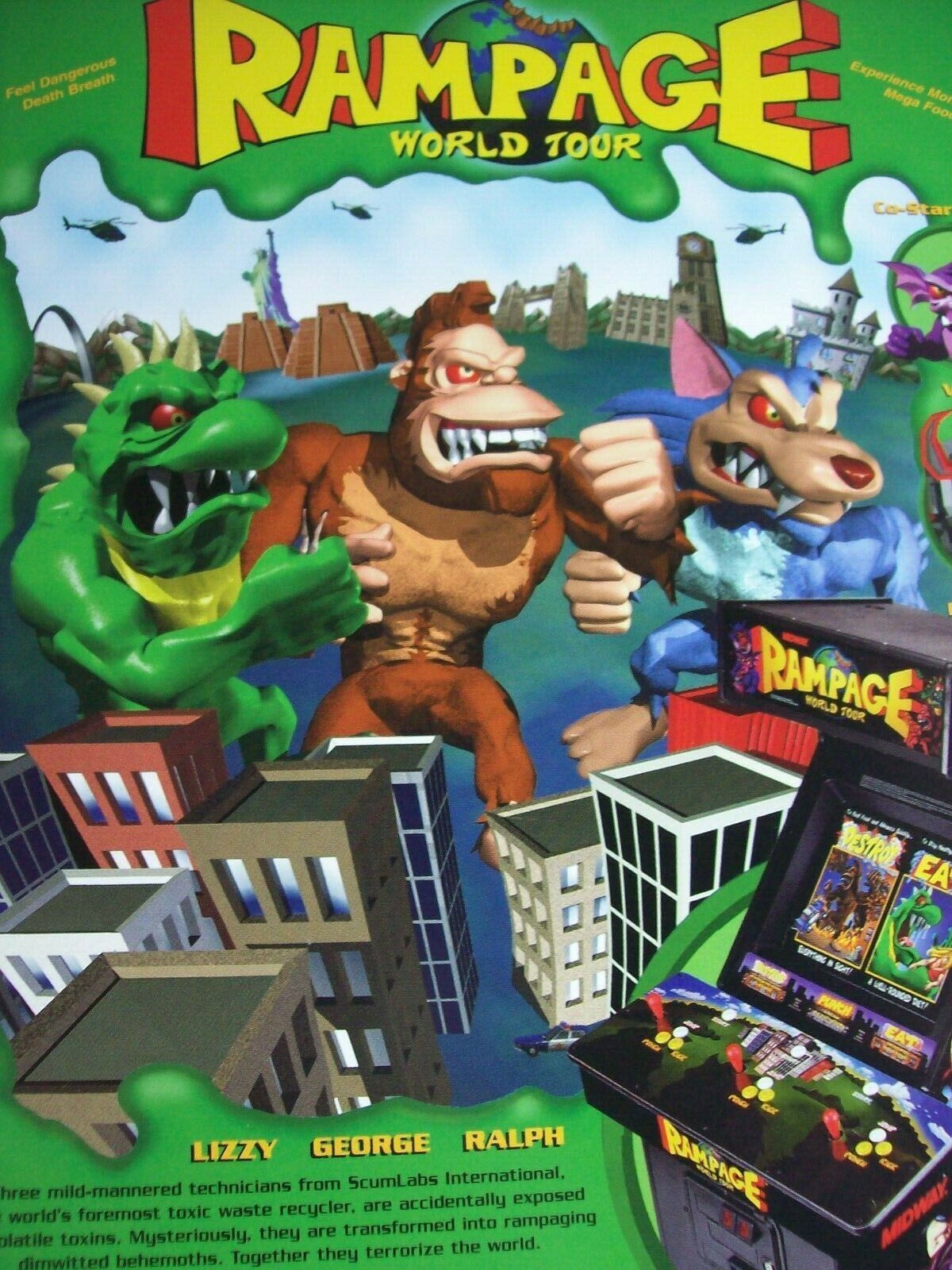 Rampage World Tour Arcade FLYER 1997 Original NOS Video Game Art
