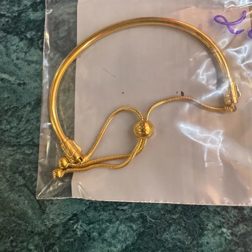 14kt Gold PLATED Over 925 silver Pandora Bolo Bangle Bracelet