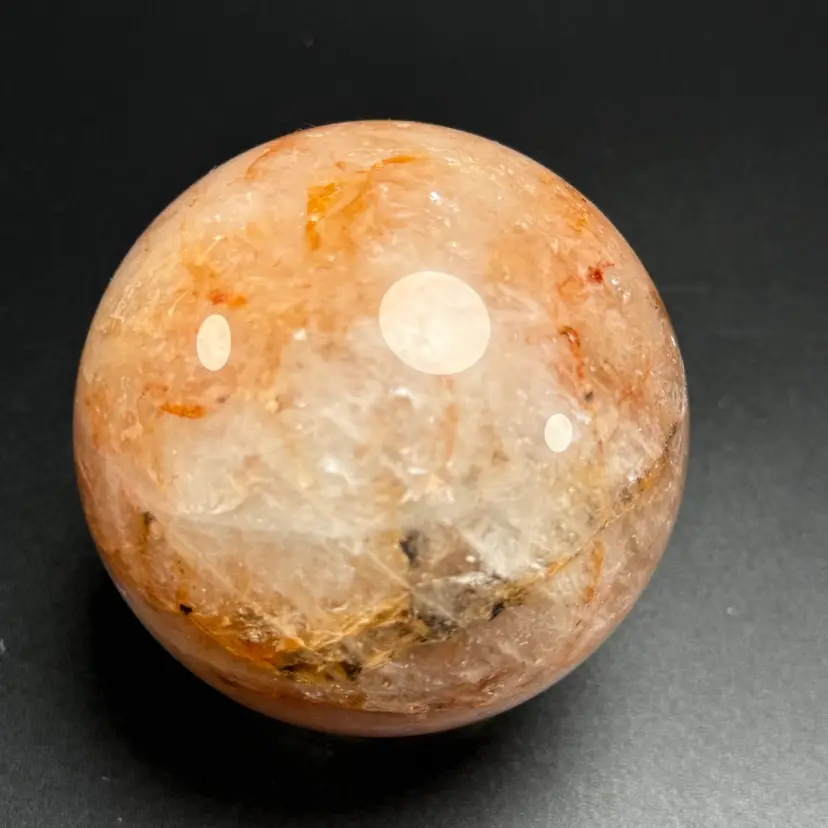 Natural Fire Quartz Sphere Rainbow UVs Stone Orb Healing Crystal 74.8mm 586g