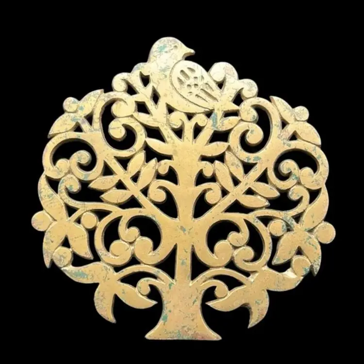 Cast Iron W/ Copper Finish Partridge In A Pear Tree Trivet Wall Decor