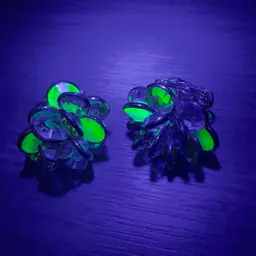Multicolored Pastel Crystal Cluster Earring Clips-UV Reactive
