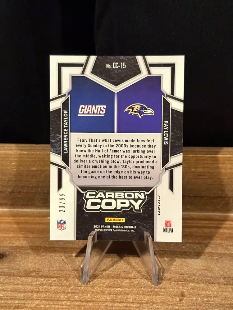 2024 Panini Mosaic Carbon Copy Blue Prizm SP Lawrence Taylor Ray Lewis /99