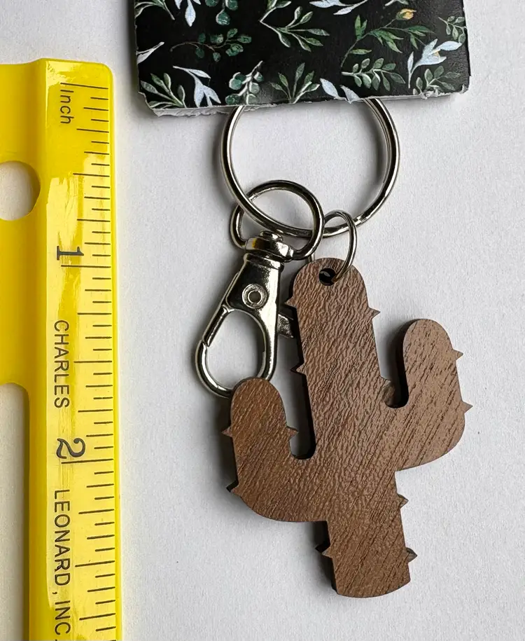 New Wooden Cactus Keychain