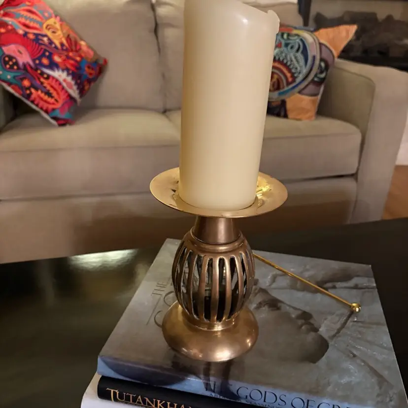 Vintage Pillar Candlestick Candle Holder Solid Brass 6.25”