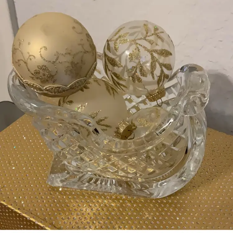 Santa Crystal Sled Candy Dish
