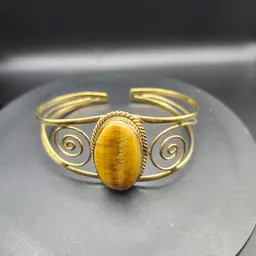 Golden Swirl Tiger's Eye Cuff Bracelet