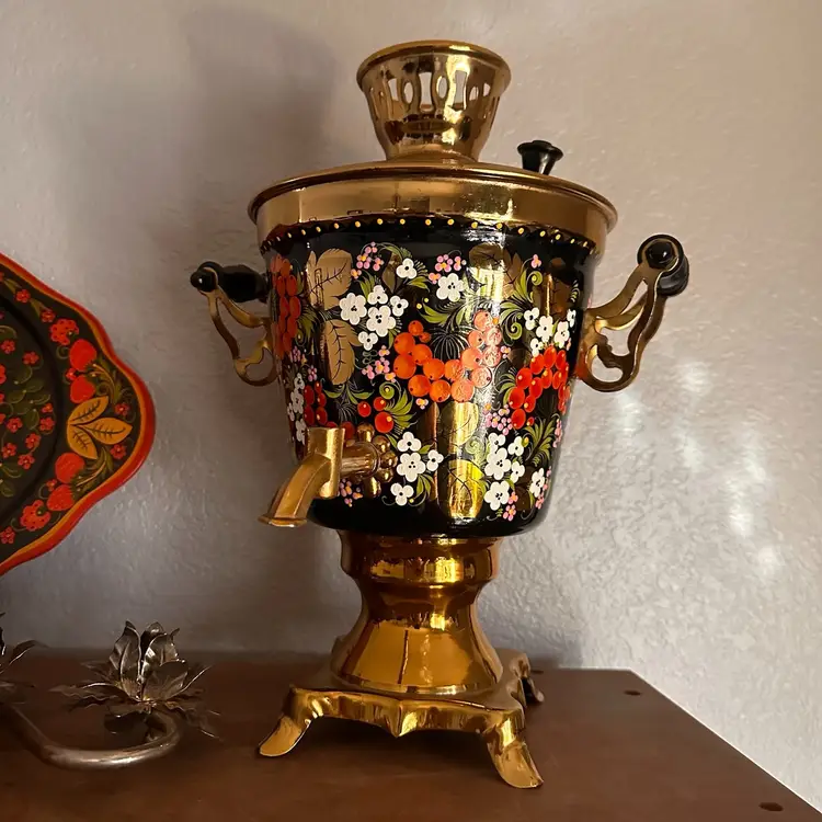 Vintage Hand Painted Russian Samovar Electric Tea Pot USSR