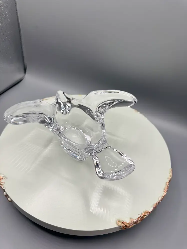 Retro Retro 1960s Princess House Fine French Crystal "Bird in Flight" Votive Candle Holder Trinket Tray  7 1/4”L x 7” w