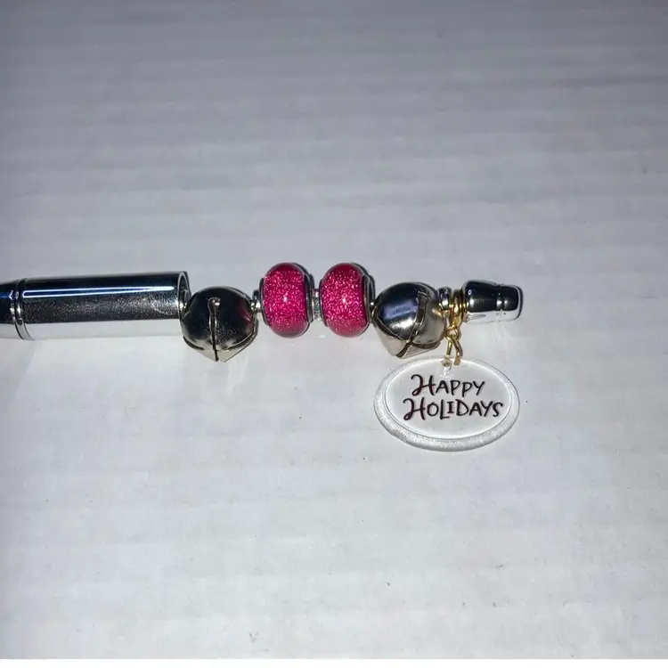 Happy Holidays Fidget Pen Handmade By Me! Black Ink! 5 1/2” Made With A Hallmark Ornament Charm!