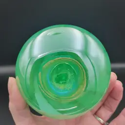 Levay Glass Green Iridescent paperweight GLOWS