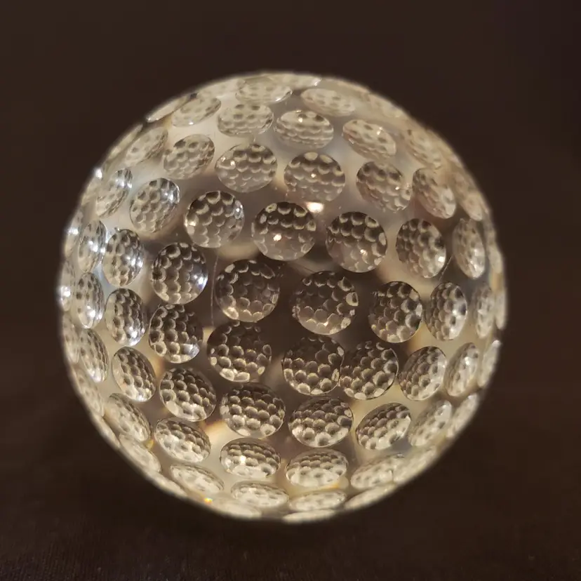 Art Glass Paperweight Golf Ball 2⅜”x2⅜” Clear Glass Golfer Decoration Unbranded