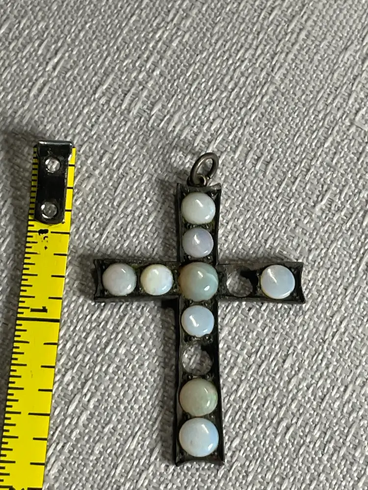 Sterling Silver & Opal Cross Pendant