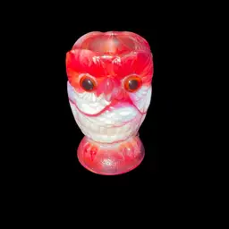 Red And White Slag Glass Owl