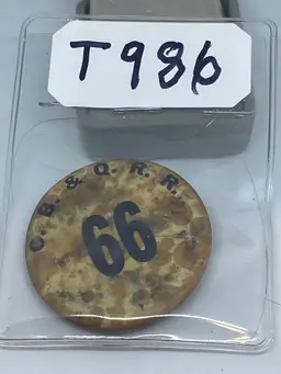 C.B & Q.R.R. Railroad Pin Very Rare Lot 986