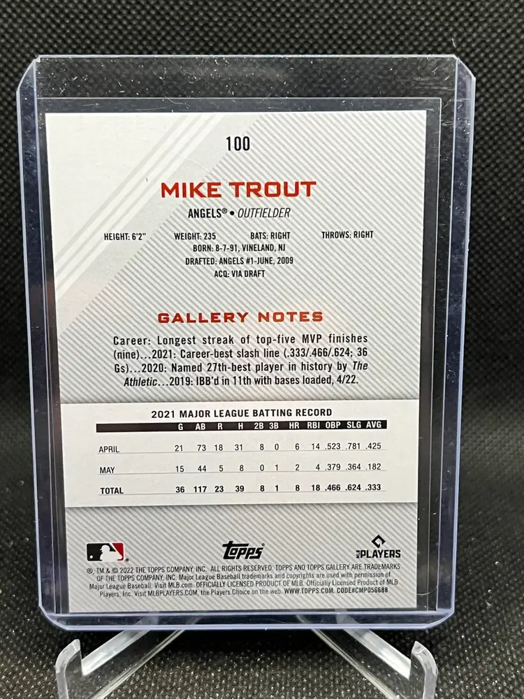 2022 Topps Gallery Mike Trout Los Angeles Angels