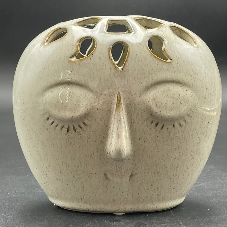 Bloomingville Dreamer Lady Head Vase Planter Reticulated Ceramic Contemporary