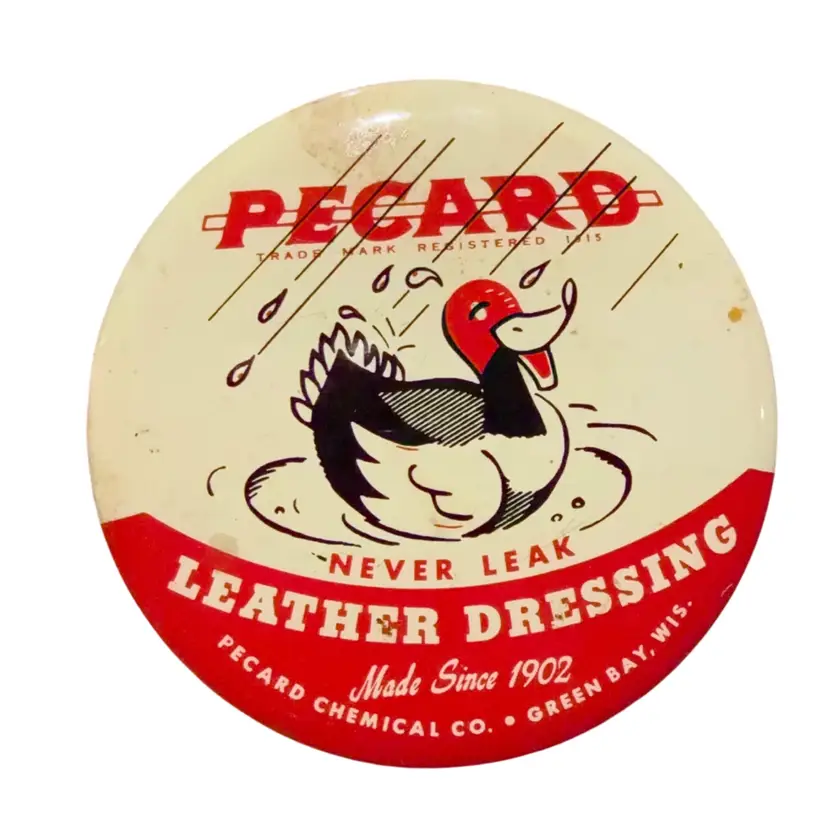 Vintage Pecard Leather Dressing Tin With Duck
